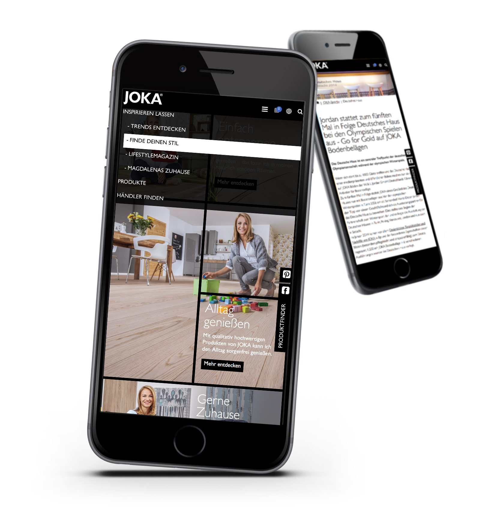 JOKA Website auf dem Smartphone in mobiler Ansicht