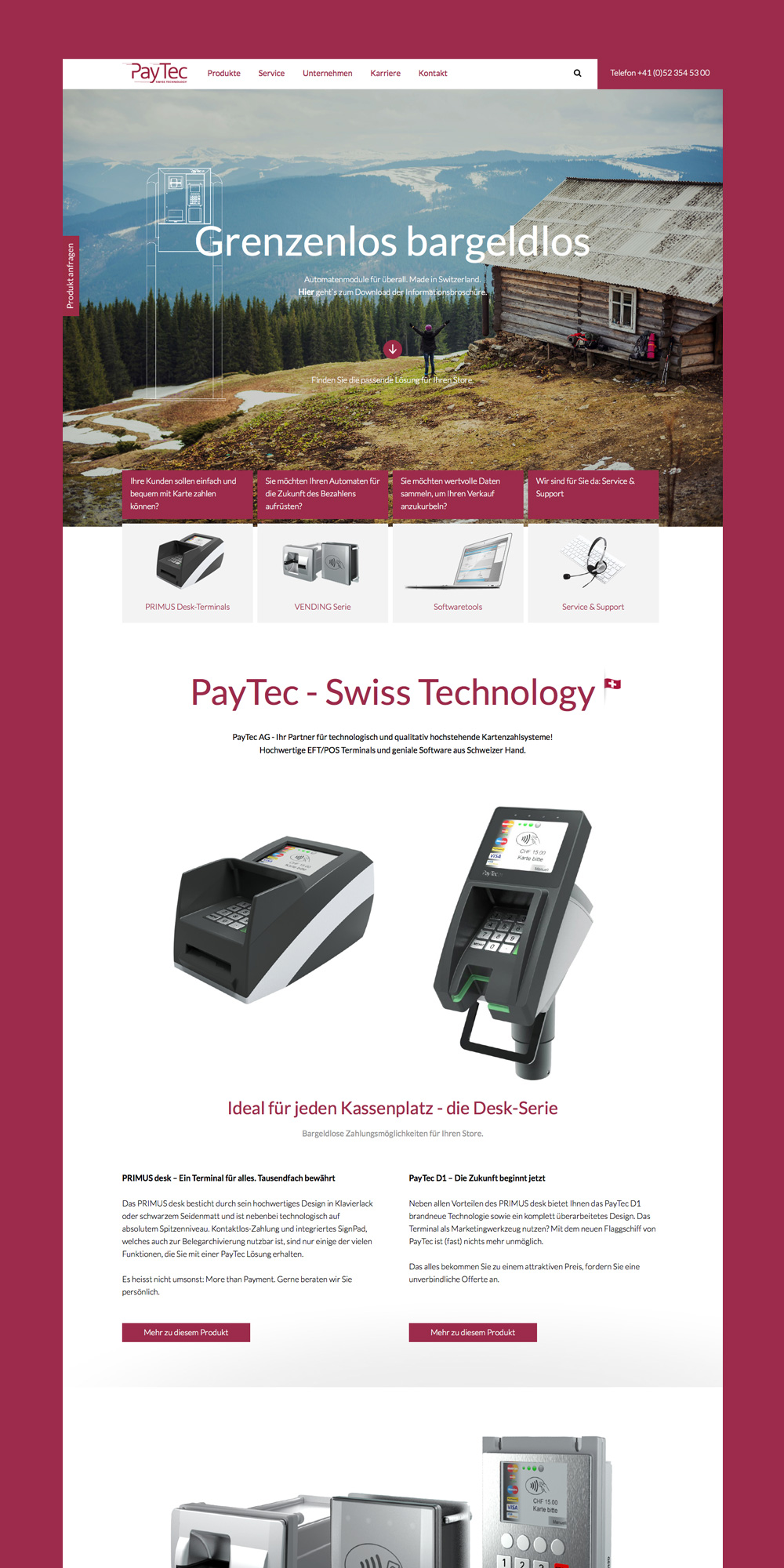 Screenshot von der Paytec Website