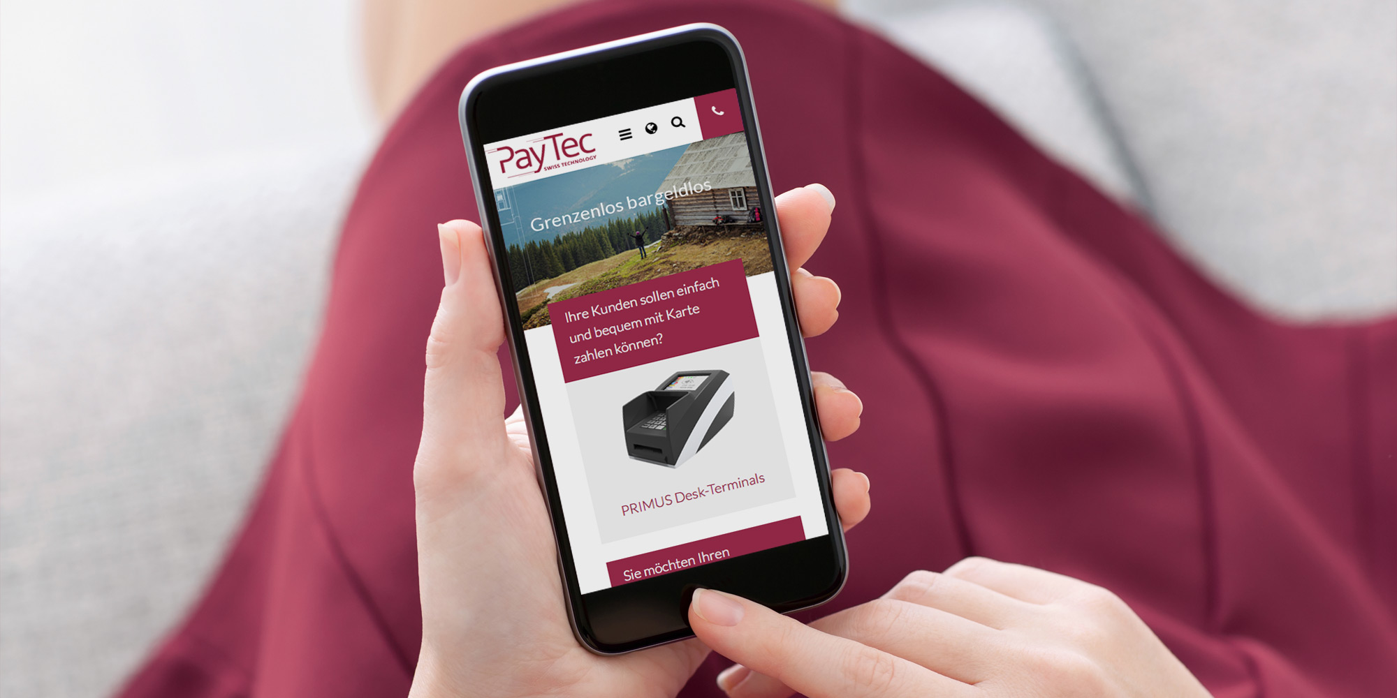 Paytec Website auf dem Smartphone