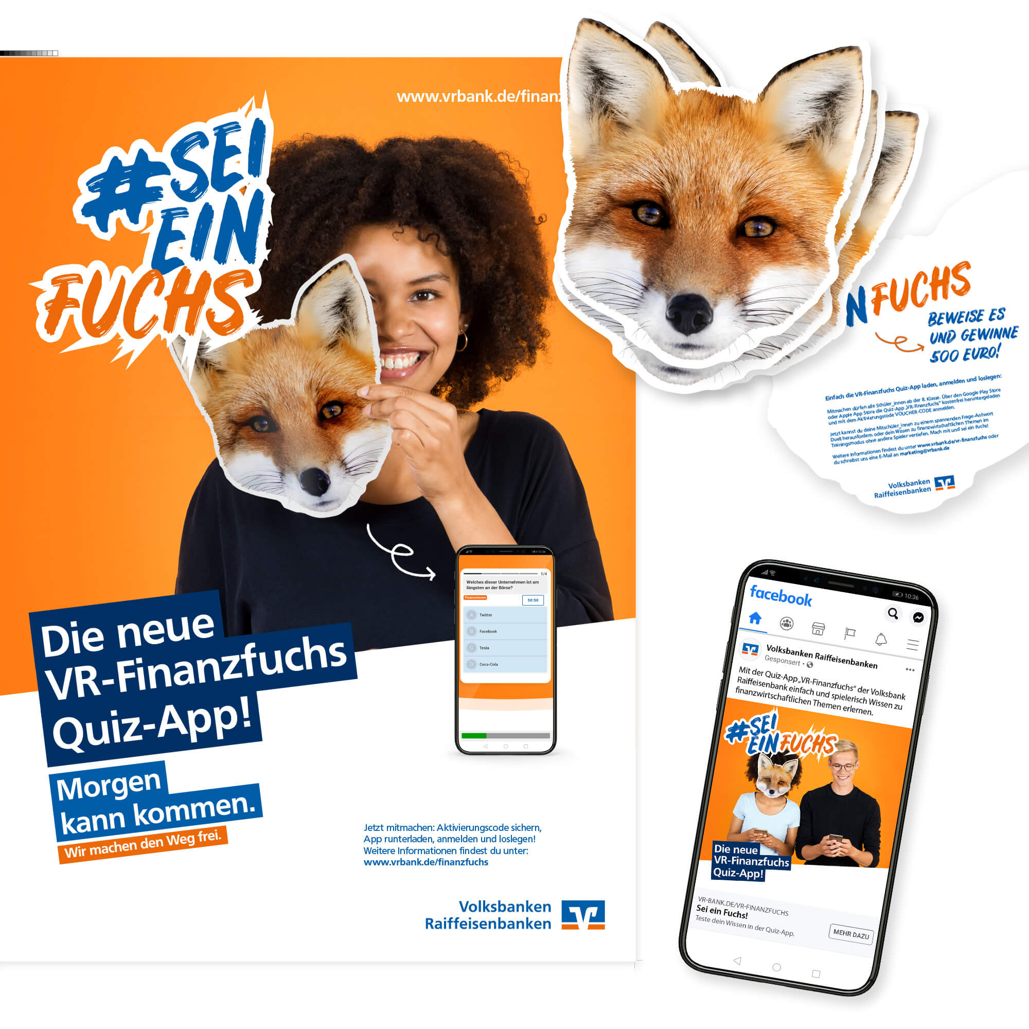 werbeagentur formtugend vr bank finanzfuchs quiz-app social media